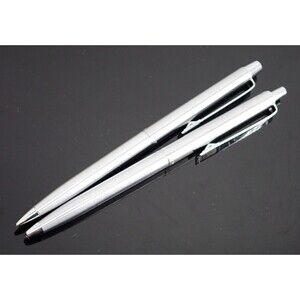 VTG Corporate Logo PaperMate Pen & Pencil Set Silver Steel Body Slim Profile USA